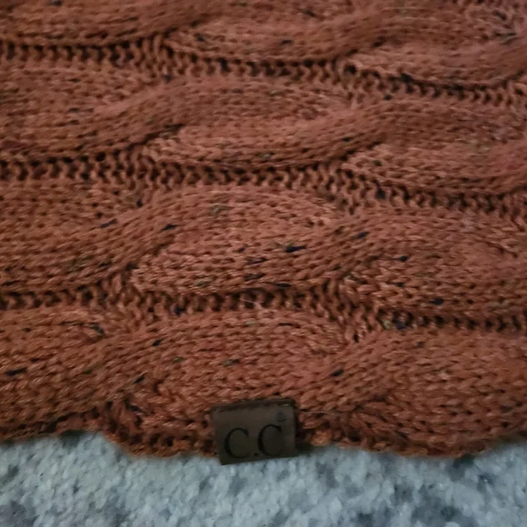 C.C. Cozy Burnt Orange Knit Infinity Scarf and Hat Set - Picture 5 of 6